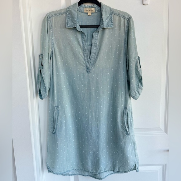 cloth & stone Dresses & Skirts - Cloth & Stone Light Blue Polka Dot Tunic Dress